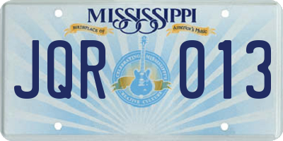 MS license plate JQR013