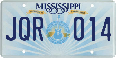 MS license plate JQR014