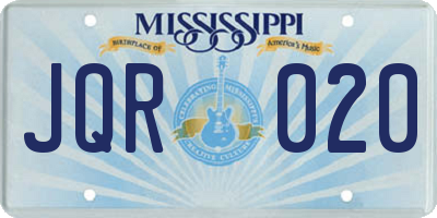 MS license plate JQR020