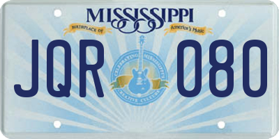MS license plate JQR080