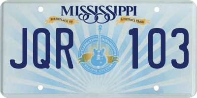 MS license plate JQR103