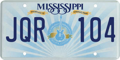 MS license plate JQR104