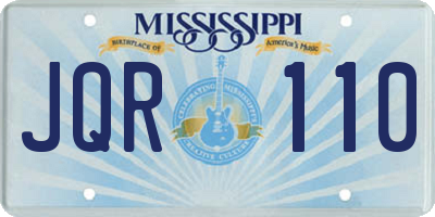 MS license plate JQR110