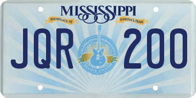 MS license plate JQR200