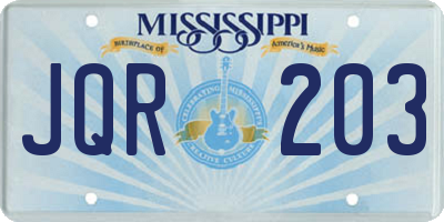 MS license plate JQR203