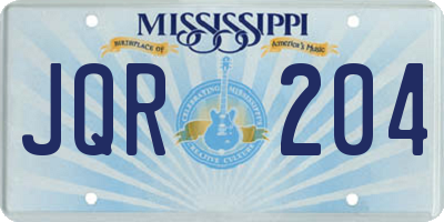MS license plate JQR204