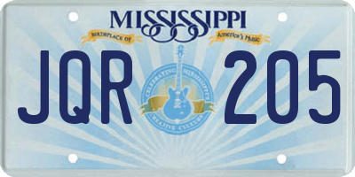 MS license plate JQR205