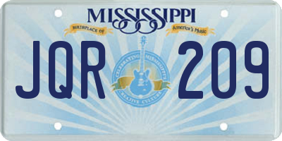 MS license plate JQR209