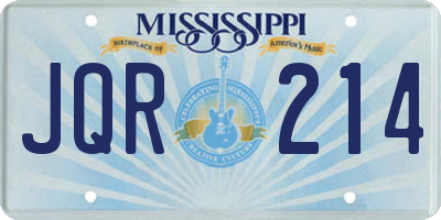 MS license plate JQR214