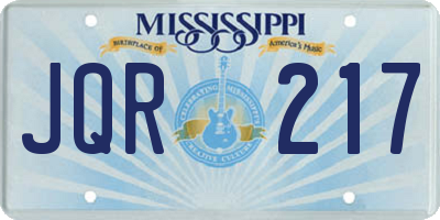 MS license plate JQR217