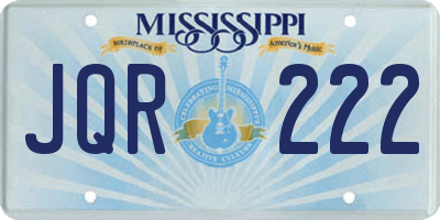 MS license plate JQR222