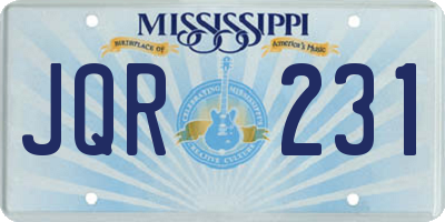MS license plate JQR231
