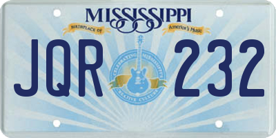 MS license plate JQR232