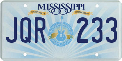 MS license plate JQR233