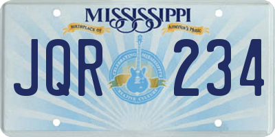 MS license plate JQR234