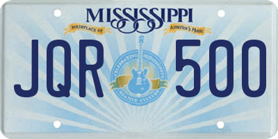 MS license plate JQR500