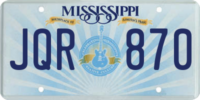 MS license plate JQR870