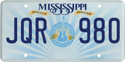 MS license plate JQR980