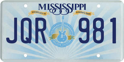 MS license plate JQR981