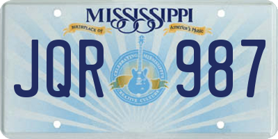 MS license plate JQR987