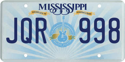 MS license plate JQR998