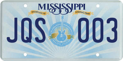 MS license plate JQS003