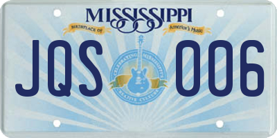 MS license plate JQS006