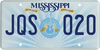 MS license plate JQS020
