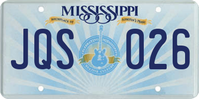 MS license plate JQS026