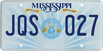 MS license plate JQS027