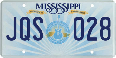 MS license plate JQS028