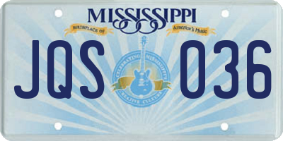 MS license plate JQS036