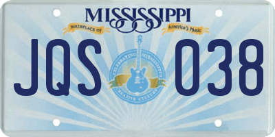 MS license plate JQS038