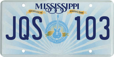 MS license plate JQS103