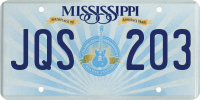 MS license plate JQS203