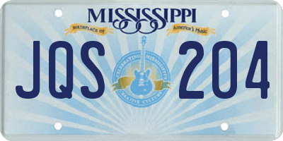 MS license plate JQS204