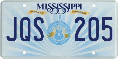 MS license plate JQS205