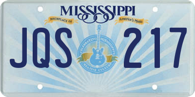 MS license plate JQS217