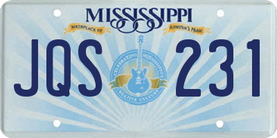 MS license plate JQS231