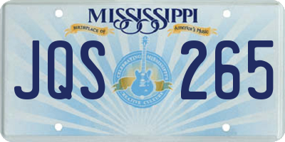 MS license plate JQS265