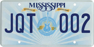 MS license plate JQT002