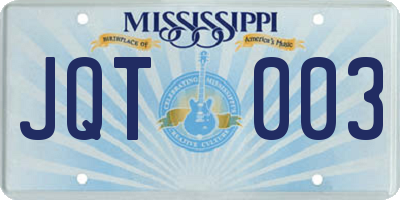 MS license plate JQT003