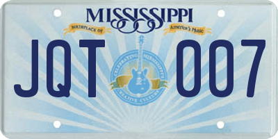 MS license plate JQT007