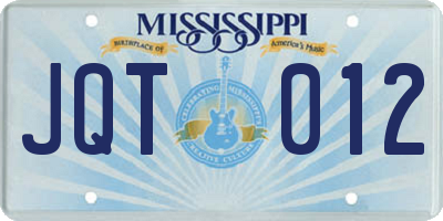 MS license plate JQT012
