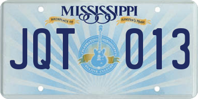 MS license plate JQT013