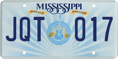 MS license plate JQT017