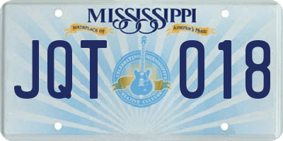 MS license plate JQT018