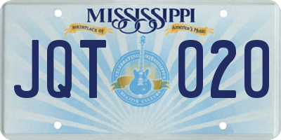 MS license plate JQT020