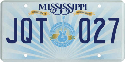 MS license plate JQT027