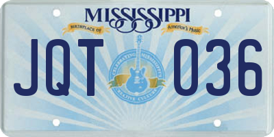 MS license plate JQT036